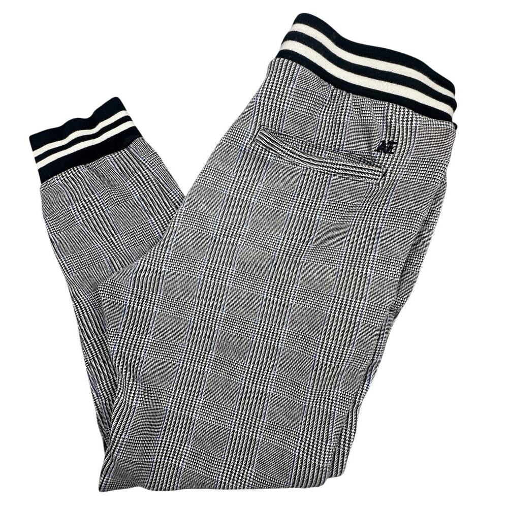 American Eagle Joggers Glen Plaid Drawstring Cotton Blend Gray M